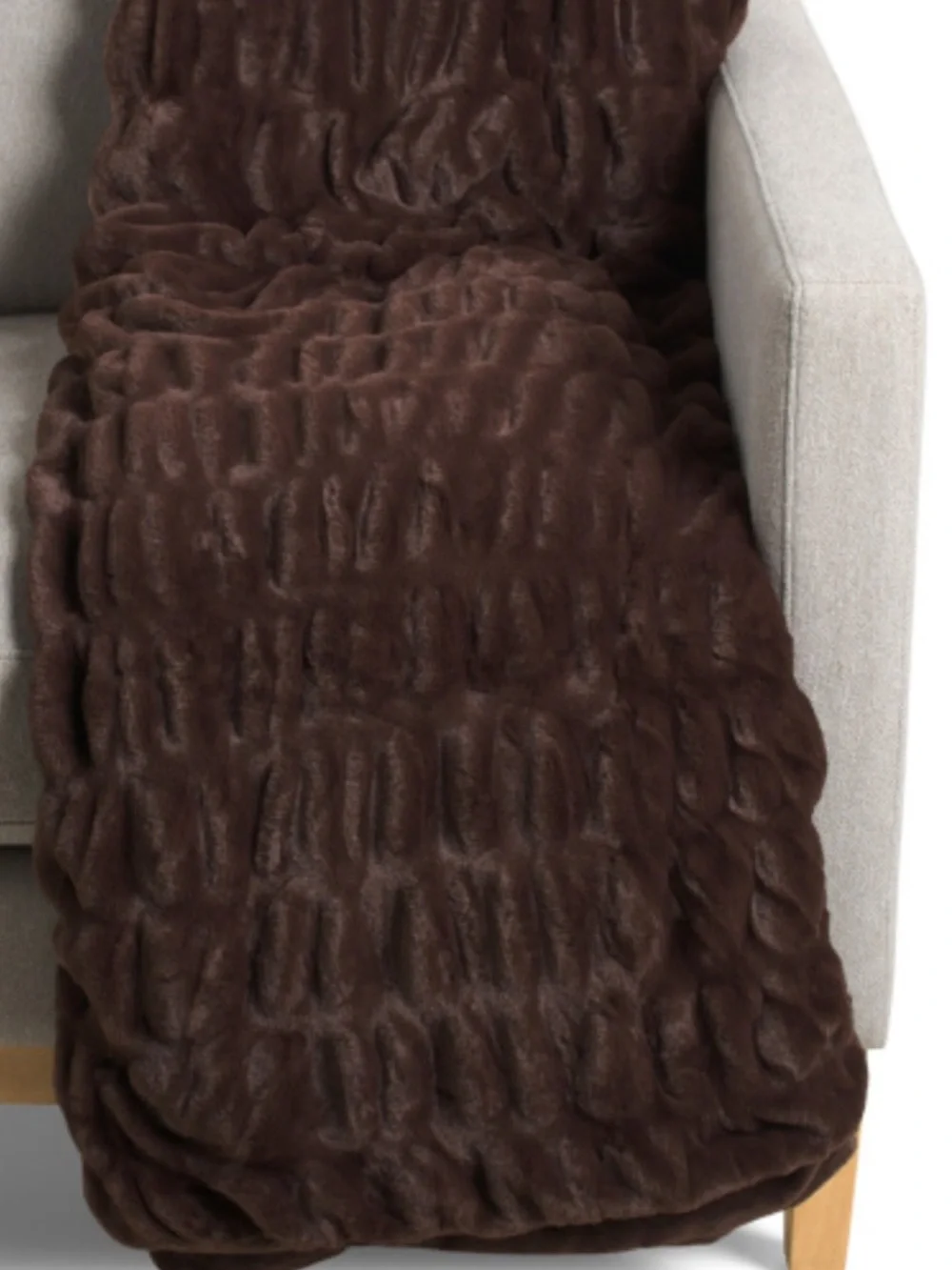Rachel Zoe Chocolate Brown Plush Faux Fur Blanket